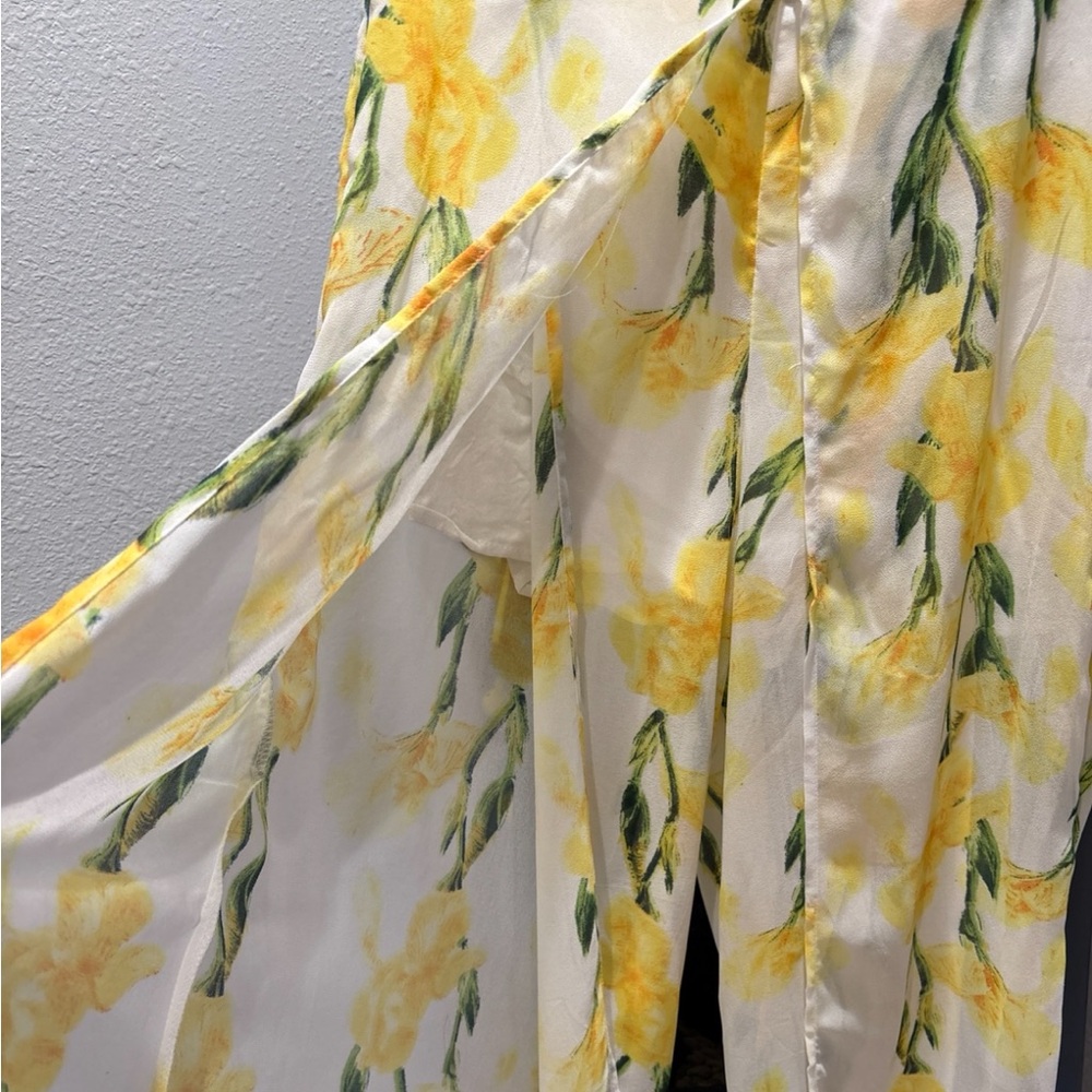 Floral Yellow and Green Wrap Pants